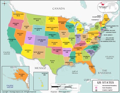 Usa State Map 400 X 308 